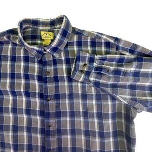 Blue Mountain Button Down Shirt Men's Size 2XL Tall Plaid Long Sleeve Blue Grey